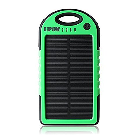 Upow 5000mAh Portable Charger Solar Power Bank Solar Panel Charger Fits Most USB-Charged Devices