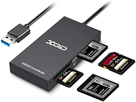 XQD Card Reader， Rocketek 4 Slot usb3.0 xqd/sd Memory Card Reader Adapter Fast Speed 5gbps Compatible with Sony G/M Series，Lexar 2933x/1400x USB Mark xqd Card, sd/sdhc Card for Windows/mac os