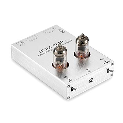 Nobsound Little Bear T7 Vacumn Tube Mini Phono Stage RIAA MM Turntable Preamp & HiFi Tube Pre-Amplifier (Silver)