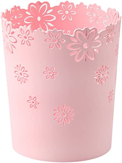 HMANE Wastebasket Super Mini, Hollow Flower Shape Plastic Lidless Wastepaper Baskets Trash Can - S, Mini Size