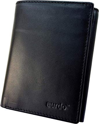 AurDo Men's RFID Blocking Extra Capacity Multi Card Trifold Wallet With ID Window