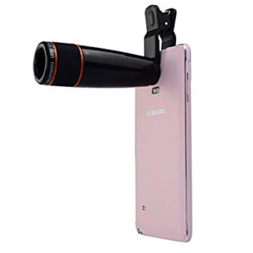 Rewy Universal 12X Zoom Mobile Phone Telescope Lens with Adjustable Clip Holder- Assorted Color