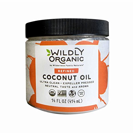 Wildly Organic Coconut Oil Refined (No Coconut Flavor or Scent, Expeller Pressed), Non-GMO, - 14 FL OZ