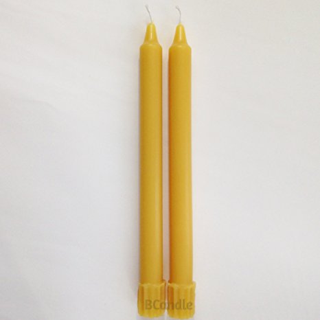 BCandle 100% Beeswax Candles Organic Hand Made - 8 Inch Tall, 3/4 Inch Diameter; Tapers (2)