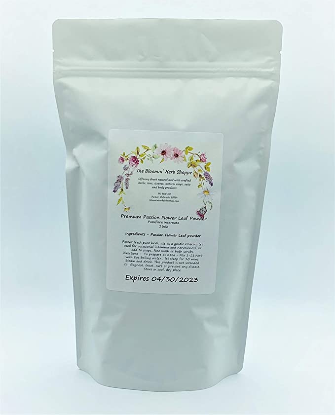 Premium Passion Flower Leaf Powder |16oz 1lb | Fresh and Potent | Passiflora incarnata | The Bloomin Herb Shoppe White Label Herbs | Bulk Relax