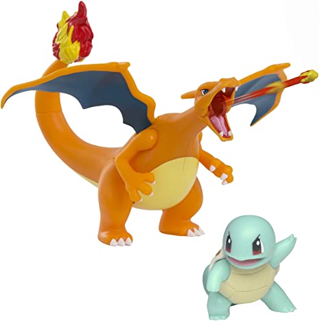 Pokemon Fire and Water Battle Pack - includes 4.5 Inch Flame Action Charizard and 2" Squirtle Action figures