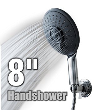 8 Inches Handheld High Pressure Shower Head with Extra Long 6 Feet Stainless Steel Hose Shower Head Plus 3 Setting Showerhead and Suction Cup Handheld Holder