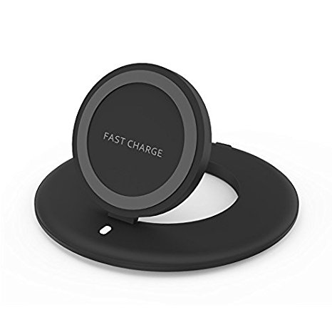 Qi Wireless Fast Charger, M.Way Anti-Skid Foldable Qi Wireless Charging Stand and Pad Desktop Qucik Charger for Samsung Galaxy Note 5/Galaxy S6 Edge /Galaxy S7/ S7 Edge QI Enabled Devices Black