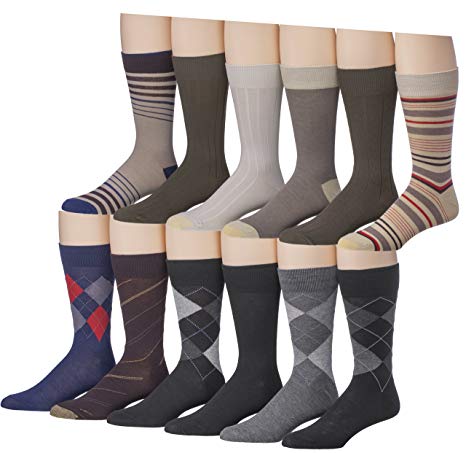 Alberto Cardinali Men's Patterned Dress Socks Variety 12 Pack Cotton Socks