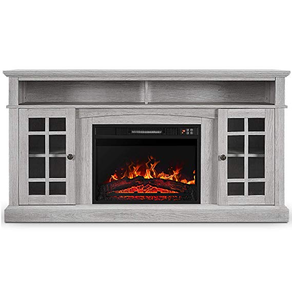 Belleze Fireplace TV Stand with Remote Control Console for TV's Up to 65" Entertainment Center, Sargent Oak
