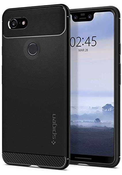 Spigen Rugged Armor with Resilient Shock Absorption and Carbon Fiber Design Designed for Google Pixel 3 XL Case (2018) - Black