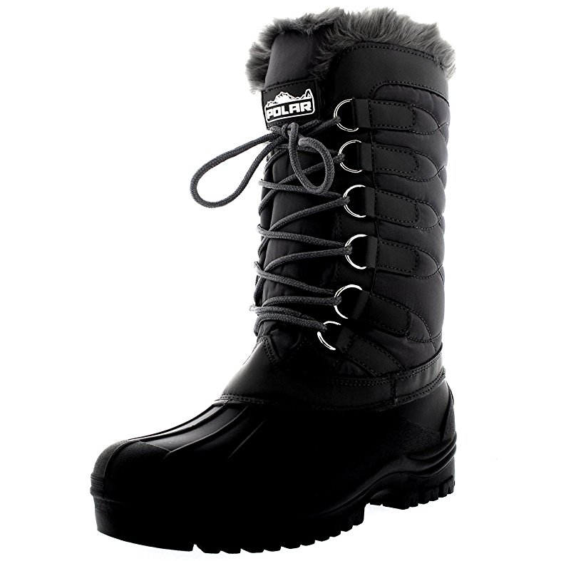 Womens Nylon Cold Weather Outdoor Snow Duck Winter Rain Lace Boot