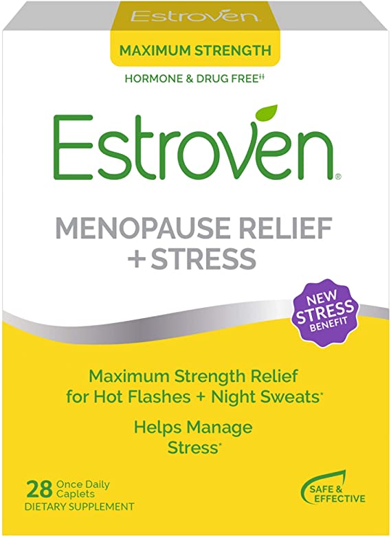 Estroven Maximum Strength   Energy formulated for Menopause Symptom Relief* – Helps Reduce Hot Flashes and Night Sweats* – Helps Manage Irritability and Boost Energy* - 28 Caplets