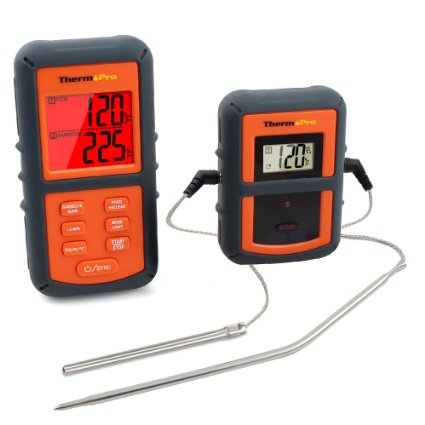 ThermoPro TP-08 Remote Wireless Food Kitchen Thermometer - Dual Probe - Remote BBQ Smoker Grill Oven Meat Thermometer - Monitors Food From 300 Feet Away