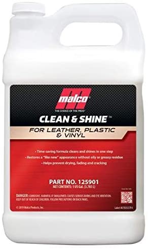 Malco Clean & Shine Interior Car Cleaner and Dressing – Restore Leather, Plastic and Vinyl Surfaces in Your Vehicle/Clean, Condition and Protect in 1 Simple Step / 1 Gallon (125901)
