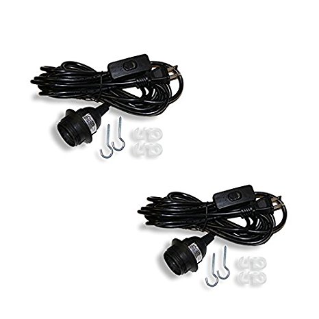 WALLNITURE Pendant Lamp Cord Set with On Off Switch 15 Feet Black Pack of 2