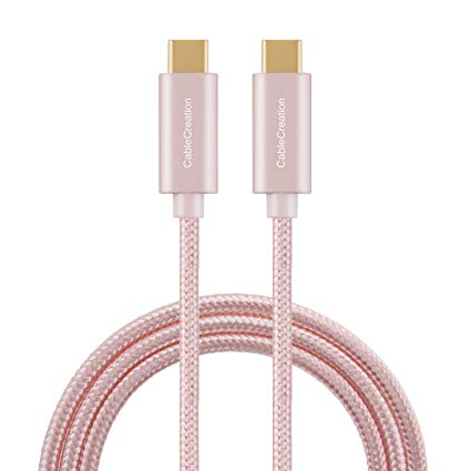 Type USB C-C Cable, CableCreation 6.6ft Braided USB 2.0 Type C (USB-C) to Type C Data Charging Cable(3A), Compatible for MacBook(Pro), Chromebook Pixel, Samsung Galaxy S10,etc (Rose Gold)