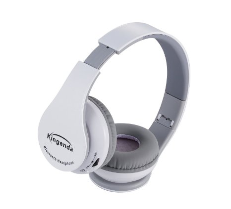 Leesentec Foldable Bluetooth Headphones Wireless Headphone Over-ear Hi-Fi Headset Earphones with Built-in Micphone for MP3 MP4 iPod iPhone iPad Tablet (White)