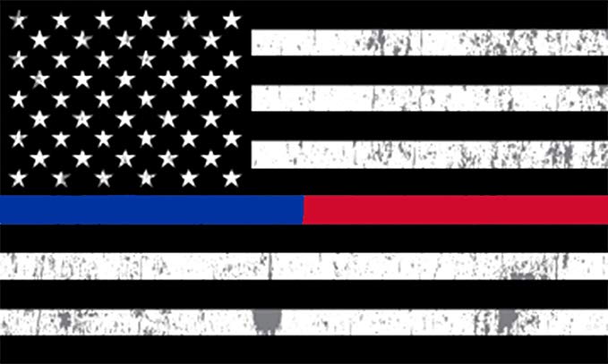 Rogue River Tactical Thin Red Blue Line Lives Matter Flag Car Decal Bumper Sticker Support Law Enforcement Police Officers and Firefighter (3x5 Inch)