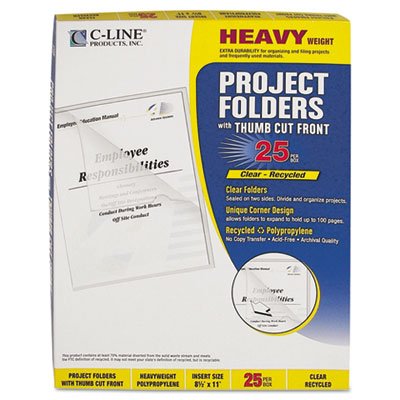 Project Folders, Jacket, Letter, Poly, Clear, 25/Box, Sold as 25 Each