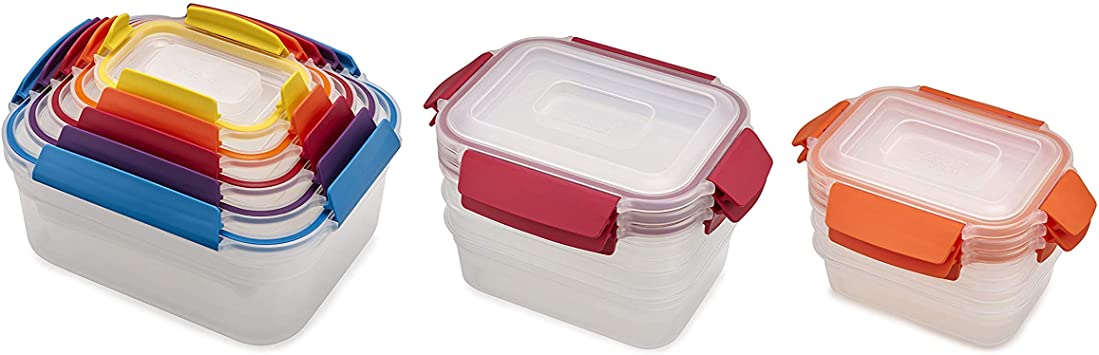 Joseph Joseph Nest Lock Plastic Food Storage Container Set with Lockable Airtight Leakproof Lids, 22-Piece, Multi-Color