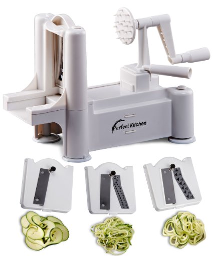 iPerfect Kitchen Tri-Blade Vegetable Spiralizer Envy Spiral Slicer - Zucchini Spaghetti Pasta Maker