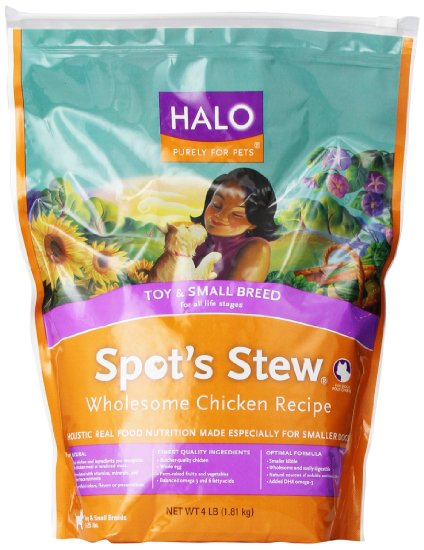 Halo Spots Stew Natural Dry Wholesome Chicken for Small Breed Dogs 4-Pound Bag