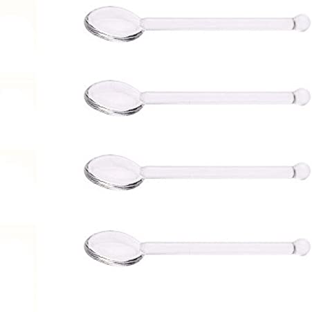 Welldoit 4 Pcs Clear Glass Long Handle Stirring Spoon Rod Mixing Spoon for Home Bar Party (transparent, Length:125mm/4.92")