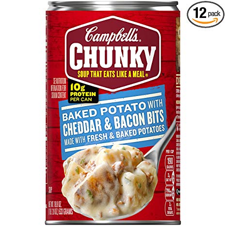 Campbell's Chunky Baked Potato with Cheddar & Bacon Bits Soup, 18.8 oz. Can (Pack of 12)