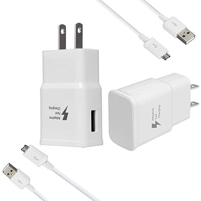 Wall Charger Adaptive Fast Charger Kit for Samsung Galaxy S7/S7 E/S6/S6 E/Note5/4 /S4/S3, USB 2.0 Fast Charge Kit True Digital Adaptive Fast Charging (Wall Charge   Micro USB Cable 4 ft)