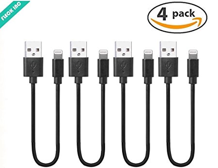 FLECK Lightning to USB Cable Apple Lightning Cable for all Apple Lightning devices, Short 0.2m/8.5in Perfect for Multi Ports USB Charging Station (4-pack)