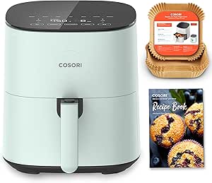 COSORI Air Fryer Pro LE 5-Qt Airfryer, With 20PCS paper liners, 10 Functions that Dry, Bake, Roast &Preheat, Shake Reminder, Up to 450℉, 85% Oil less, Compact, 130+ Recipes, Dishwasher Safe, Green