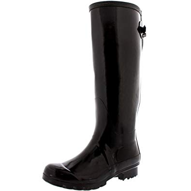 Womens Adjustable Back Tall Gloss Winter Snow Rain Wellies Wellington Boots