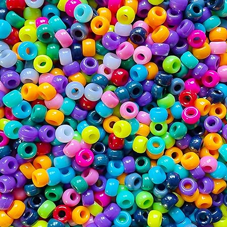 HILELIFE 1000 Pcs Pony Beads Bulk, 9mm Multi-Colored Bracelet Beads, Hair Beads for Girls, Beads for Crafts, Beads for Kids, Plastic Pony Beads for Bracelet Jewelry Making
