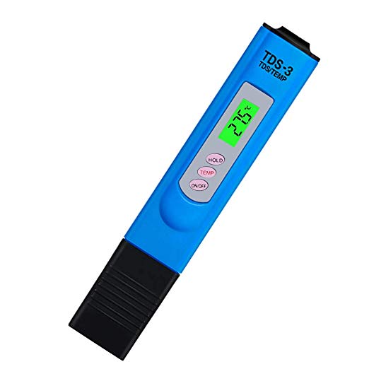 Water Quality Test Meter, Digital LCD Water Quality Testing Pen Purity Filter TDS Meter Tester 0-9990 PPM Temp Measurement Range Portable for Household Drinking Water, Hydroponics, Aquariums, Swimming Pools (Blue)