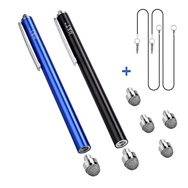 H&T(TM) Second Generation 2 Pcs Replaceable Tip Hybrid Fine Point Stylus with Four Tip for Ipad, , Iphone, Samsung, Nexus, Lg, and Other Touch Screen Devices (Black darkblue)