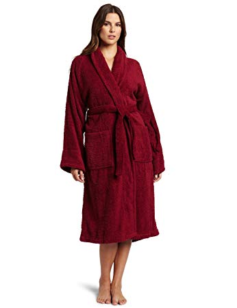 Superior Hotel & Spa Robe, 100% Premium Long-Staple Combed Cotton Unisex Bath Robe for Women and Men - Large, Burgundy