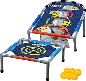 Nerf Kids Bounce N Score Target Toss Game Set - Foam Ball Bouncing Target Game for Kids Ages 6  - (6) Foam Bouncy Balls and (1) Scoring Target Included