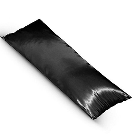 New Silky Soft Satin Body Pillowcase Full Long Pillow Cover Cushion Cover 48x150cm Multiple Colors (48x150cm, Black)
