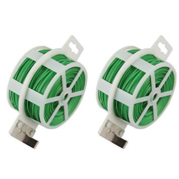 Shintop 2PCS 328 Feet Garden Plant Twist Tie with Cutter for Gardening, Home, Office (Green)