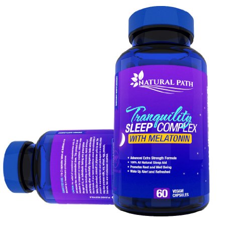 Best Sleep Aid - Natural Sleeping Pills With Melatonin 5-HTP Gaba  L-dopa and L-theanine - Sleep Aids for Adults - Tranquility Deep Sleep Complex Is the 1 Pill in OTC Sleep Supplements - Advanced Extra Strength Formula Works Fast - Non-habit Forming Herbal Supplement - 60 Vegetarian Capsules - Great Nights Rest or Money Back Guarantee