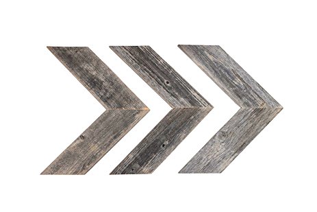 BarnwoodUSA Rustic Chevron Wood Arrow Decor (Set of 3) - 100% Reclaimed Wood (Weathered Gray)