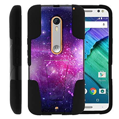 MINITURTLE Case Compatible w/Motorola Moto X Style Case, Moto X Pure Stand Case [Strike Impact] Double Layered Hybrid Fitted Gel Hard Shell Stand Case Heavenly Stars
