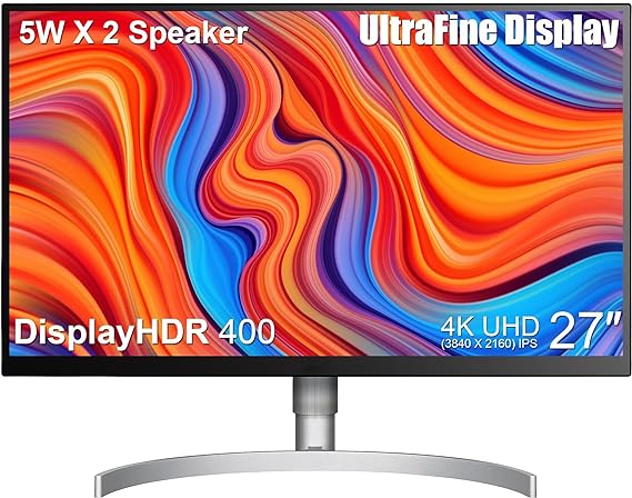 LG 27" IPS 4K UHD 3840 x 2160 Ultrafine HDR400 USB-C Flat Monitor - 3-Side Virtually Borderless Display, AMD FreeSync, DisplayHDR 400, HDMI, DisplayPort, Height/Pivot/Tilt Adjustable Stand, WEPGPY