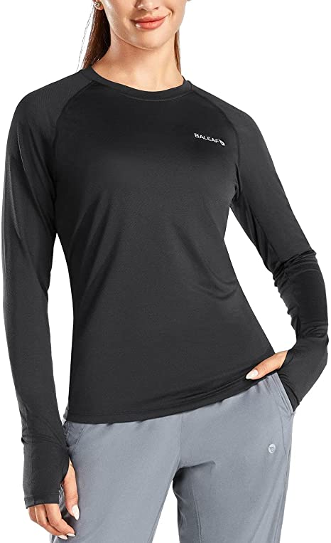 BALEAF Women's UPF 50  Long Sleeve Workout Shirts Quick Dry Breathable Lightweight T-Shirts Running Yoga Hiking