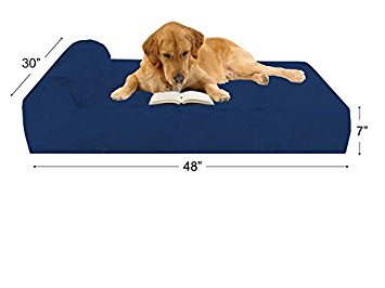 Orthopedic Memory Foam Dog Bed with Bonus Waterproof Liner, Large: 48" by 30" by 7", Headrest Edition, by Golden Spearhead