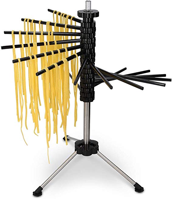 Navaris Collapsible Pasta Drying Rack - Tall Spaghetti Noodle Dryer Stand for up to 2 kgs of Homemade Noodles - Black