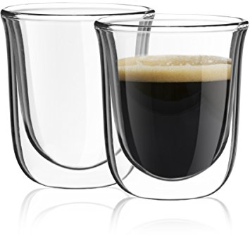 JoyJolt Javaah Double Walled Espresso Cups Glasses, Set of 2 Espresso Glasses 2-Ounce