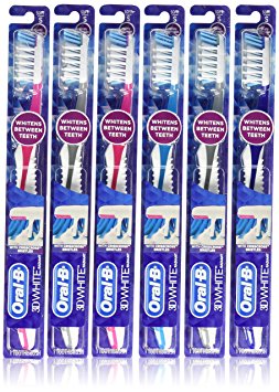 Oral-B 3D White Radiant Whitening Toothbrush 40 Soft 1 Count (Pack of 6)