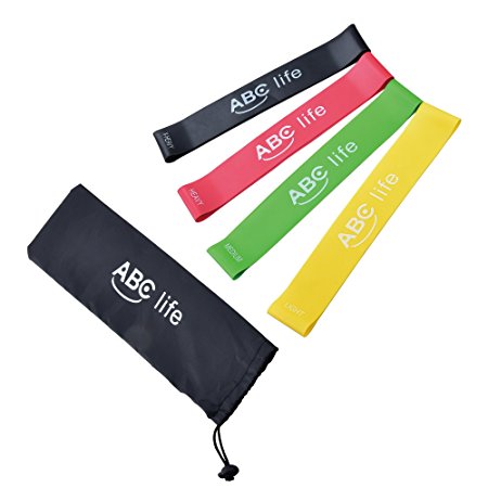 Resistance Loop Bands Set of 4, Latex Exercise Bands for Workout and Physical Therapy by ABC Life